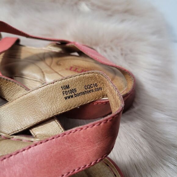 Born Elastic Strap Leather Sling Back Sandals Red Size 10 - Picture 4 of 9